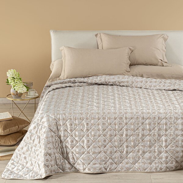 Copriletto Trapuntato In Raso Jacquard Collins Matrimoniale Dreaming Non Specificato Naturale Caleffi