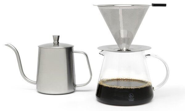 Set per caffè a goccia argentato in acciaio inox 500 ml Slow Coffee – Leopold Vienna