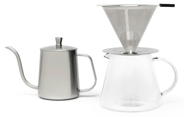 Set per caffè a goccia argentato in acciaio inox 500 ml Slow Coffee – Leopold Vienna