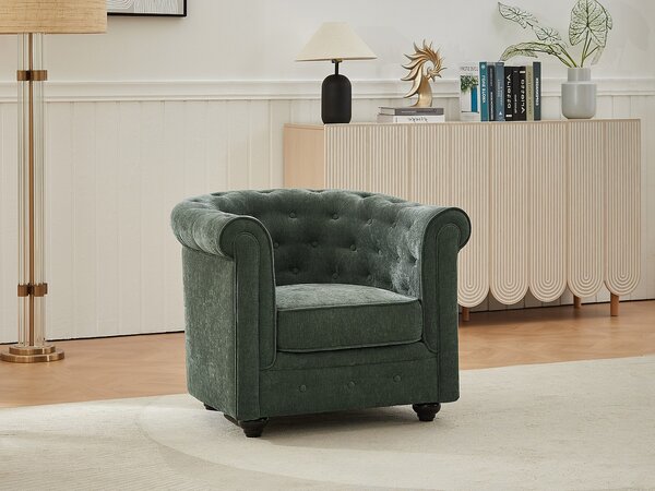 Poltrona in tessuto verde CHESTERFIELD