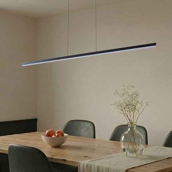 Lucande Lampada LED a sospensione Solvar, 158 cm, nera, CCT, dimmerabile Solvar Lucande,, Nero, Soggiorno / Sala da pranzo, Metallo, Moderno