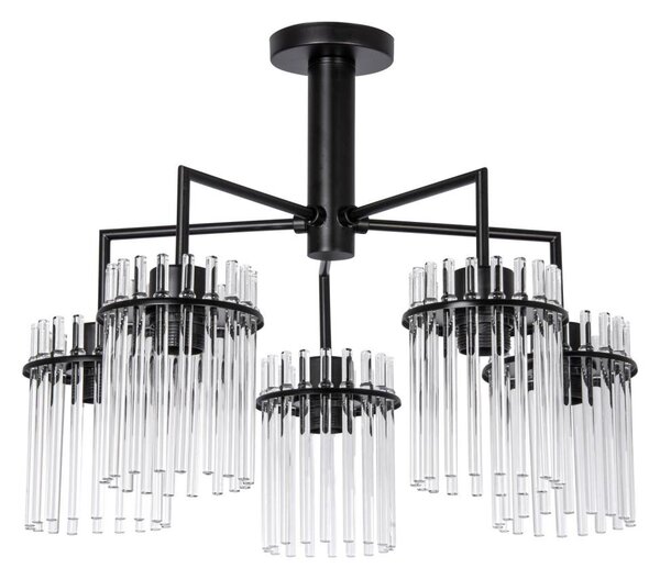 Lampadario a sospensione con supporto rigido 5xE27/60W/230V nero/limpido