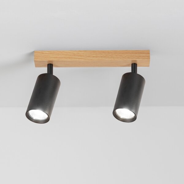 Brilagi - Faretto SELE 2xGU10/30W/230V nero/effetto rovere