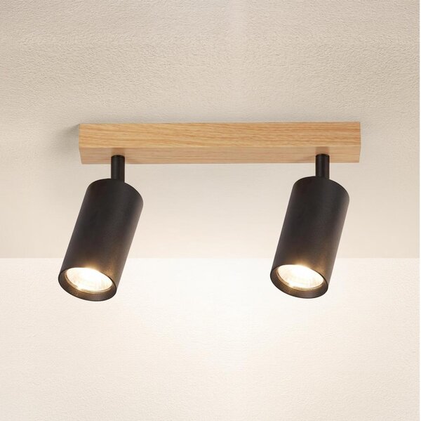 Brilagi - Faretto SELE 2xGU10/30W/230V nero/effetto rovere
