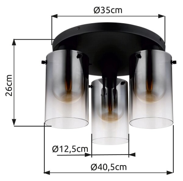 Globo 15907-3D - Lampadario a plafone FLORENTINA 3xE27/40W/230V diametro 40,5 cm nero