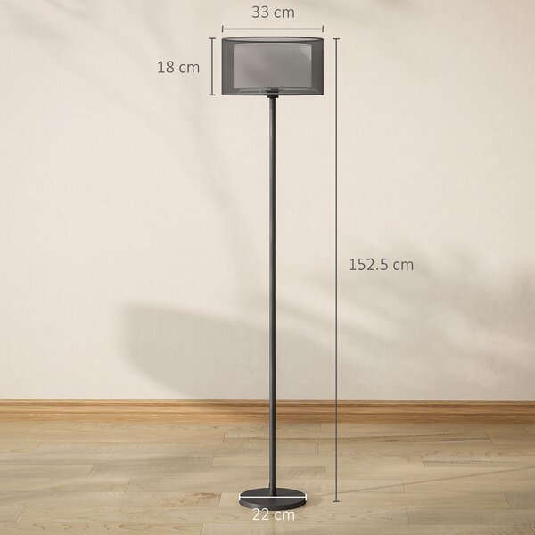 HOMCOM Lampada da Terra Moderna con Doppio Paralume e Interruttore a Pedale, Ø33 x 152.5 cm, Nero | Aosom Italy