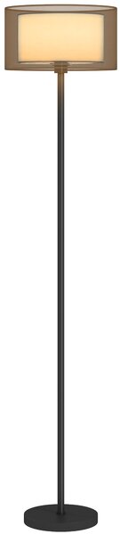 Lampada da Terra Design Moderno con Doppio Paralume Attacco E27 e Interruttore a Pedale in Metallo Ø33 x 152.5 cm Nero