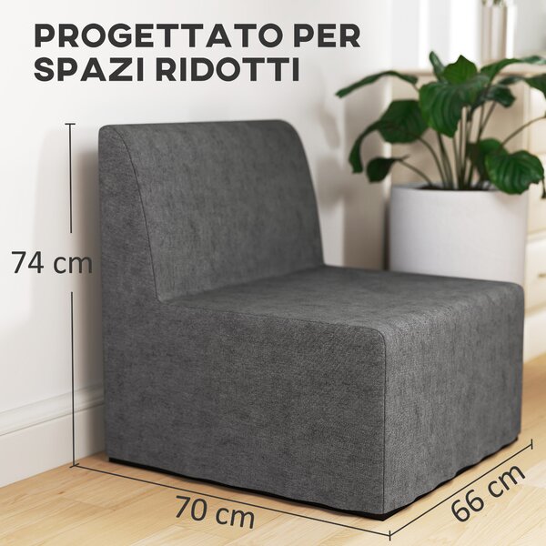 HOMCOM Poltrona Letto con Cuscino e Copertura Protettiva, in Tessuto Effetto Lino e Metallo, 66x70x74 cm, Grigio | Aosom Italy