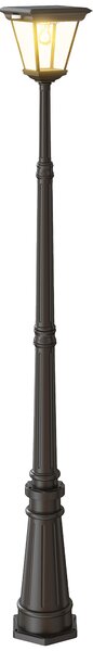 Outsunny Lampione da Giardino a Energia Solare con Sensore PIR, in Alluminio e Vetro, 26x24x220 cm, Nero | Aosom Italy
