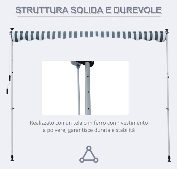 Outsunny Tende da sole per esterno 3x1.5m, Tenda per balcone a Bracci con Manovella in Metallo e Parasole in Poliestere, Verde | Aosom Italy