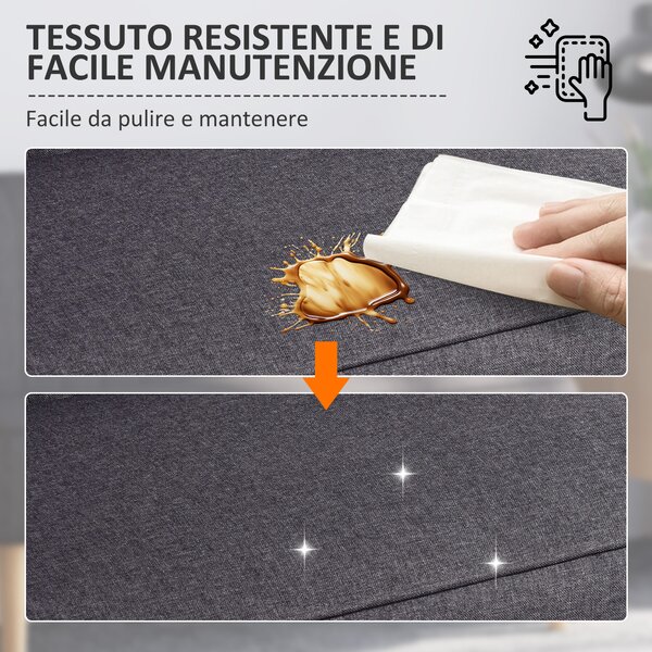 HOMCOM Divano Piccolo a 2 Posti Senza Braccioli con Schienale imbottito, Design Semplice, in Tessuto, 117x56.5x77 cm, Grigio | Aosom Italy