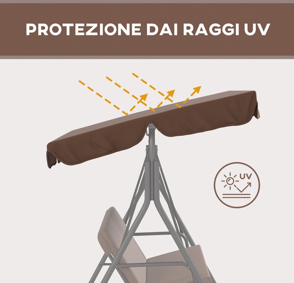 Outsunny Dondolo da Giardino a 3 Posti con Tettuccio Parasole Inclinabile e Cuscini, Dondolo da Esterno, 172x110x153 cm, Marrone e Nero | Aosom Italy