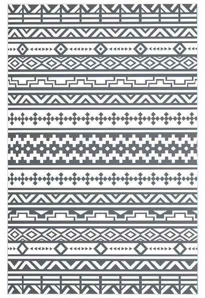 Outsunny Tappeto da Esterno Reversibile con Motivo Geometrico e Borsa Inclusa, 182x274 cm, Grigio e Bianco