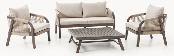 Salotto da giardino in legno di acacia Lu, set da 4