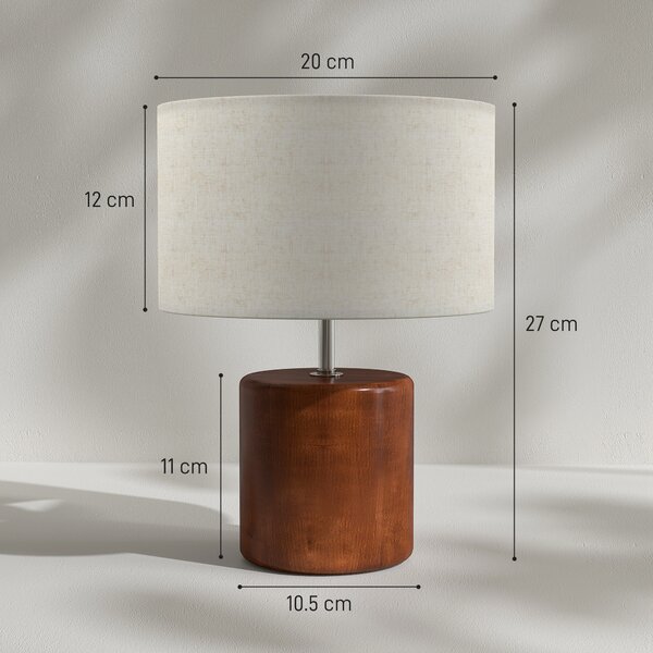 HOMCOM Lampada da Tavolo Rustica, con Base in Legno e Paralume in Lino, Marrone | Aosom Italy