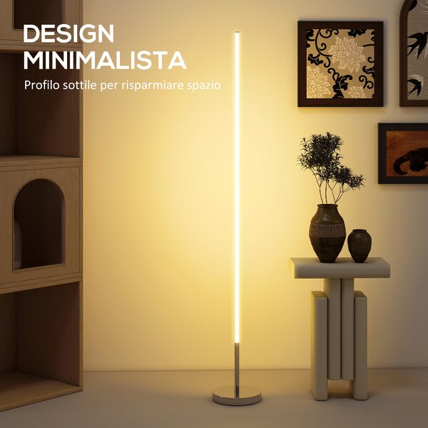 HOMCOM Lampada da Terra LED Alta 150 cm con Temperatura del Colore Regolabile e Telecomando, Argento | Aosom Italy