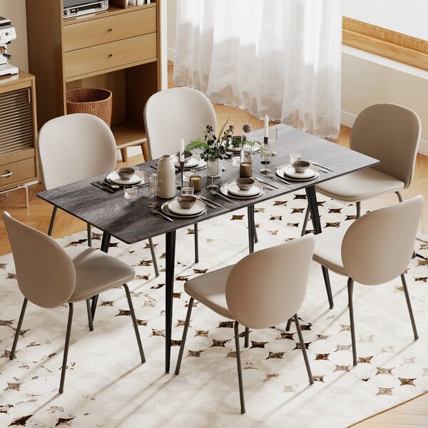 HOMCOM Tavolo da Pranzo Allungabile per 6-8 Persone, 120-160x75cm Tavolo Cucina Estensibile con Piano Effetto Legno, Gambe in Acciao | Aosom Italy