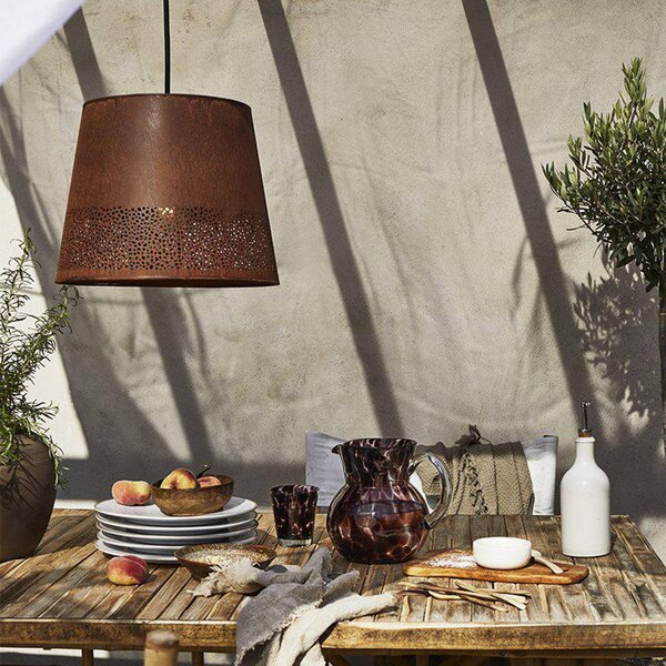 PR Home Lampada a sospensione Corta, color ruggine, spina, Ø 38 cm, E27 Corta, Marrone / Ruggine, Soggiorno / Sala da pranzo, Metallo, Industriale
