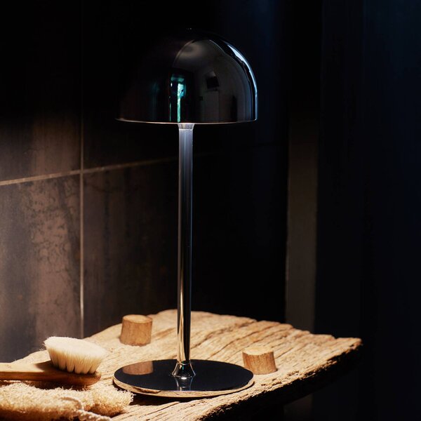 Sirius lampada da tavolo LED ricaricabile Tim, color nichel, altezza 30 cm, IP54 Tim, Soggiorno / Sala da pranzo, Metallo, Moderno