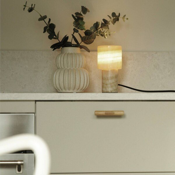 PR Home Lampada da tavolo Lucie, Crema / Ambra, Soggiorno / Sala da pranzo, Pietra, Moderno, Lampada da tavolo
