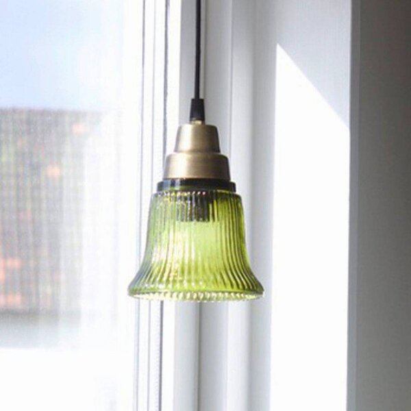 PR Home Lampada a sospensione Emmi, verde/ottone, vetro, spina, E27 Emmi, Verde, Soggiorno / Sala da pranzo, Vetro, Vintage, Lampada a sospensione