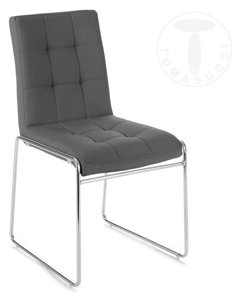 Tomasucci alice sedia con struttura in metallo cromato e rivestimento in pelle sintetica disponibile in due finiture, colore grigio chiaro