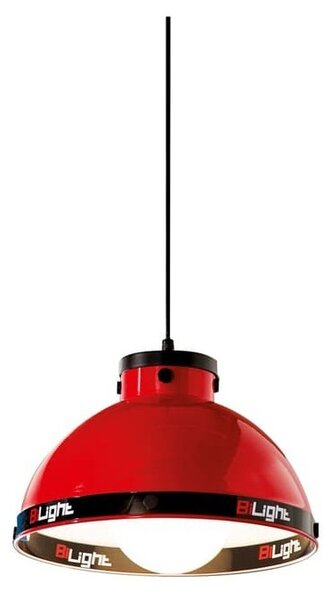 Lampada sospensione racer con paralume in plastica colore rosso