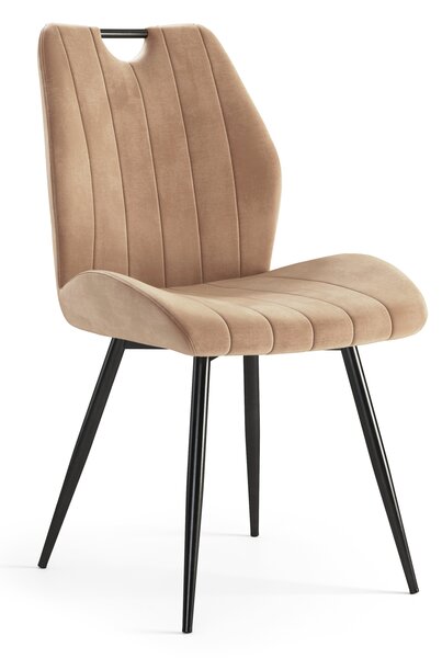 ARNO Beige (tessuto Bluvel 28) - MODERNA SEDIA IMBOTTITA PER SALONE/SALA DA PRANZO CON MANIGLIA VELVET