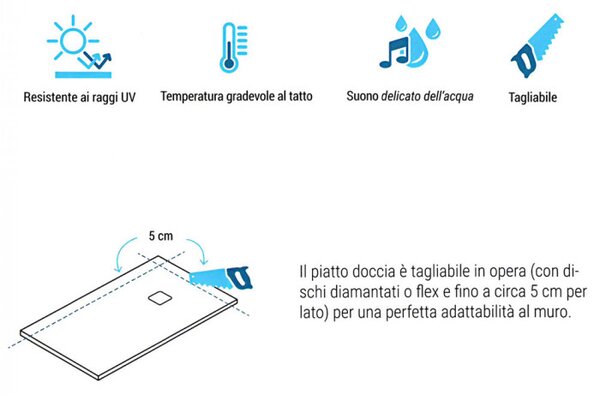 BUGNATO - Piatto doccia marmoresina effetto pietra Antracite cm 70x90