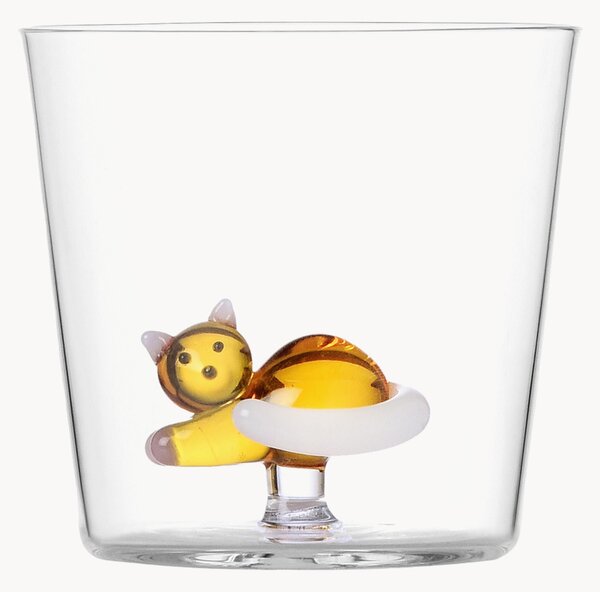 Bicchiere in vetro borosilicato fatto a mano Tabby Cat