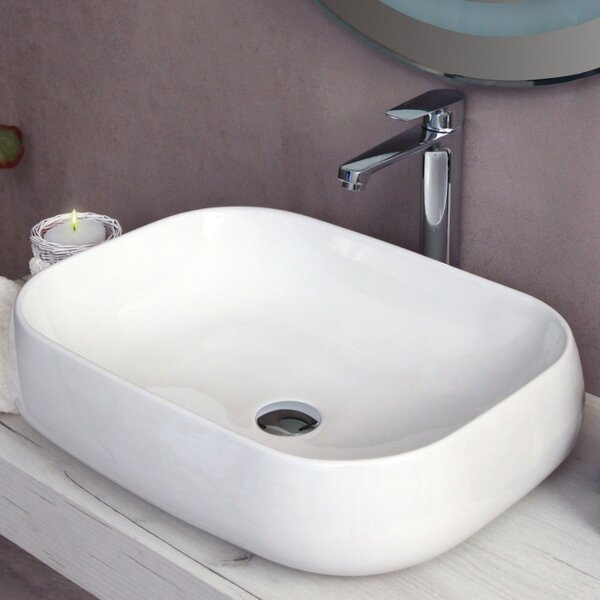 GLAM2 - Lavabo da appoggio in ceramica cm L56 x P43,5 x H13,5