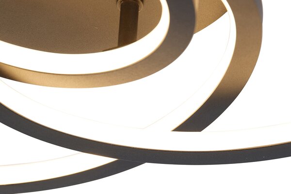 Plafoniera nera 45 cm con LED dimmerabile a 3 livelli - Rowin