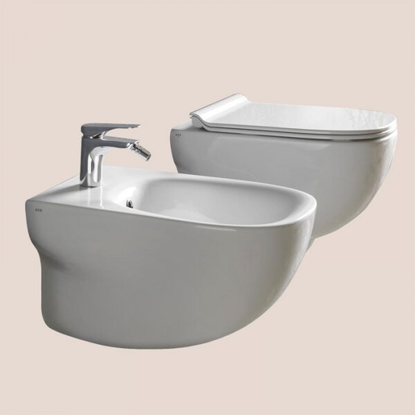 AXA WILD - Sanitari sospesi vaso rimless coprivaso e bidet Made in Italy