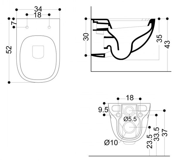 AXA WILD - Sanitari sospesi vaso rimless coprivaso e bidet Made in Italy