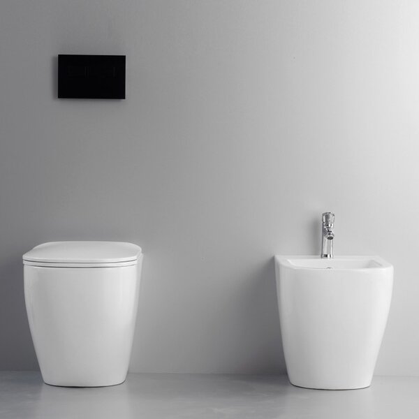 NOOK - Sanitari a terra filo muro wc Rimless coprivaso e bidet