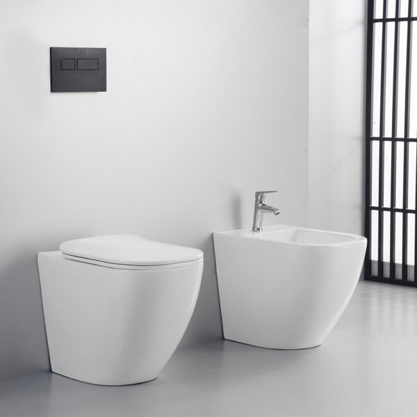 NOOK - Sanitari a terra filo muro wc Rimless coprivaso e bidet