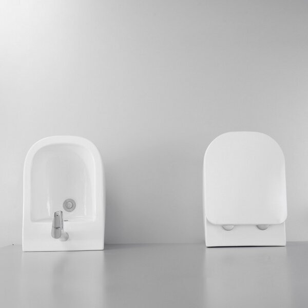 NOOK - Sanitari a terra filo muro wc Rimless coprivaso e bidet