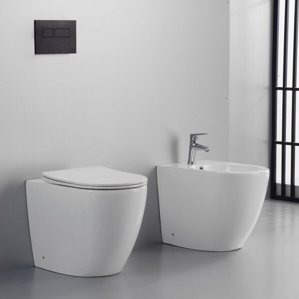 HOOP - Sanitari a terra filo muro wc Rimless coprivaso e bidet