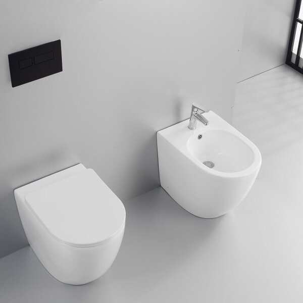 HOOP - Sanitari a terra filo muro wc Rimless coprivaso e bidet