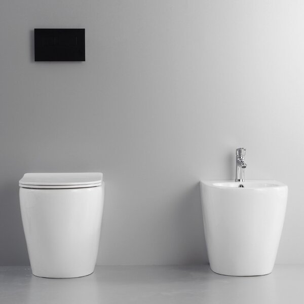 HOOP - Sanitari a terra filo muro wc Rimless coprivaso e bidet