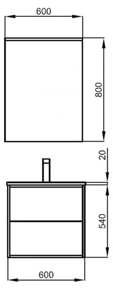 OPTIMUS - Mobile bagno sospeso cm 60 Nordick Mobile con Lavabo