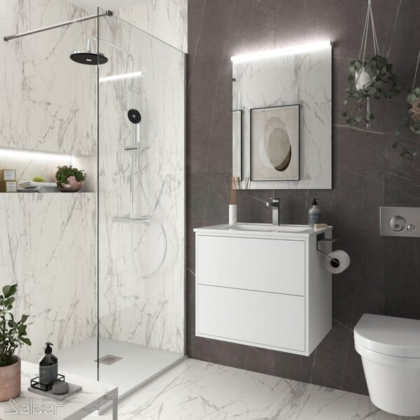 OPTIMUS - Mobile bagno sospeso cm 60 Bianco Opaco Completa