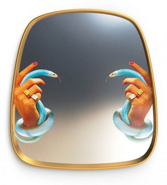 Seletti mirror gold frames specchio con cornice dorata disponibile in varie decorazioni, disegno serpenti