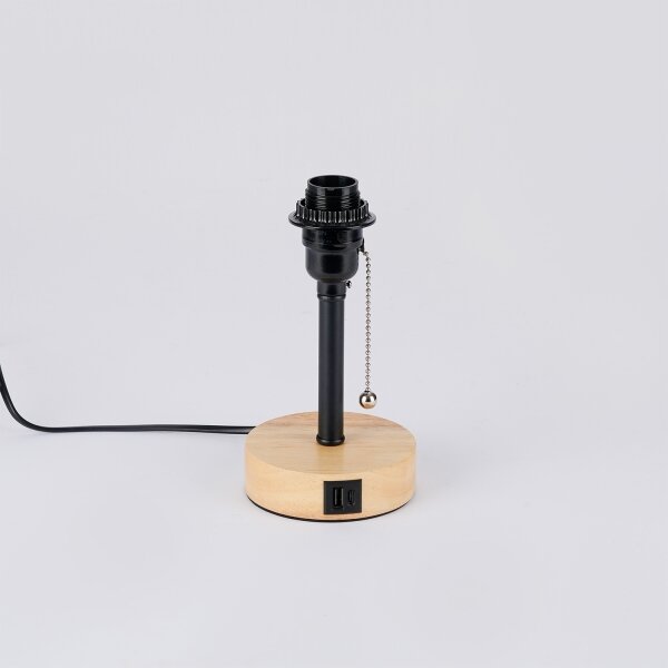 Brilagi - Lampada da tavolo con porta USB TABLON 1xE27/25W/230V rovere/nero/bianco