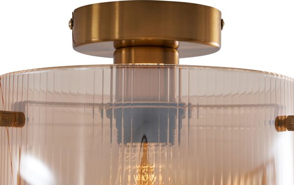 Lampada da soffitto Art Déco ottone con vetro ambra - Laura
