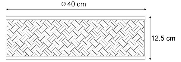 Lampada da soffitto in rattan orientale con struttura nera 40 cm - Tremmo
