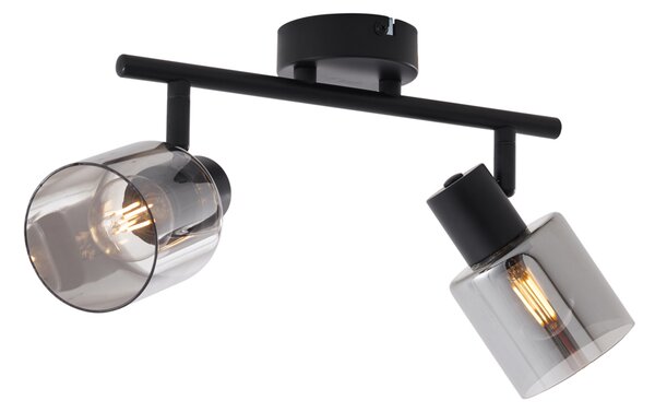 Plafoniera moderna nera con vetro fumé rotondo a 2 luci - Cilin