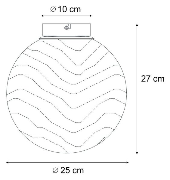 Plafoniera di design in ottone con vetro sfumato ambra - Pillon