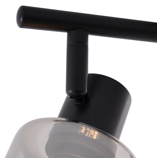 Plafoniera moderna nera con vetro fumé rotondo a 2 luci - Cilin
