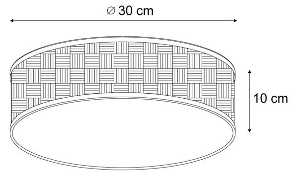 Lampada da soffitto in rattan orientale 30 cm - Trammy